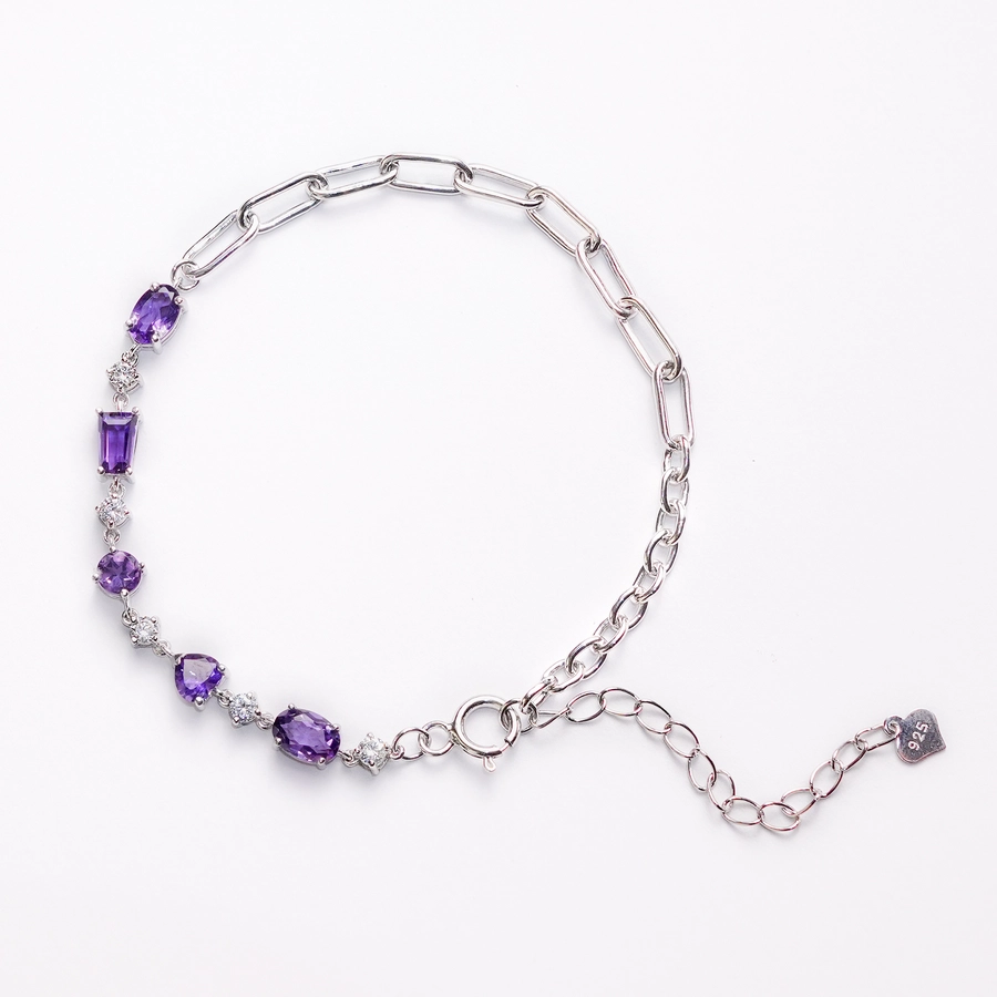 Lắc Tay Thạch Anh Tím Amethyst Tự Nhiên SCB02