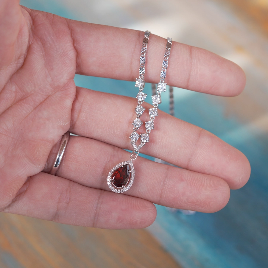 Dây Chuyền Garnet Thiên Nhiên (Ngọc Hồng Lựu)